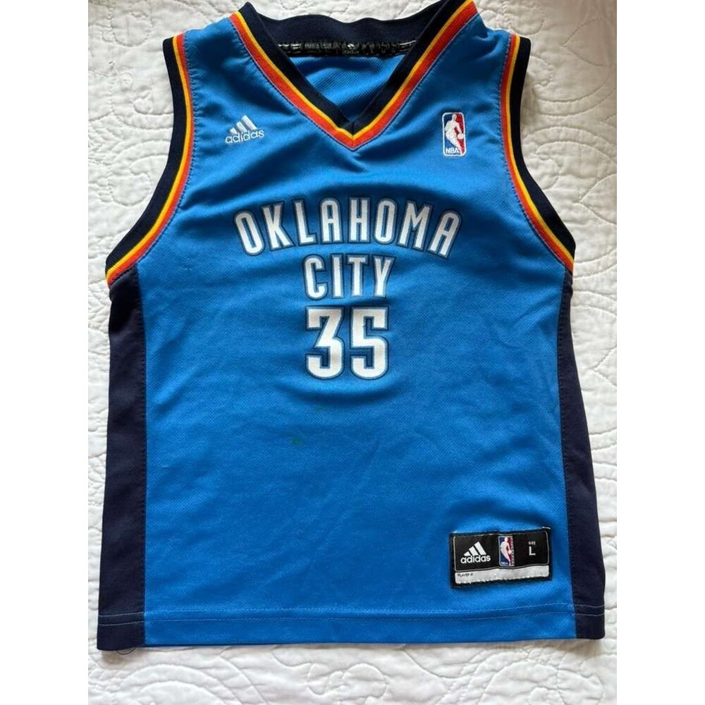 Kevin Durant OKC Thunder Youth Size L Adidas NBA Jersey Blue #35